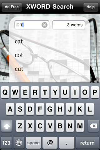 a crossword search tool iPhone Captures Décran 2