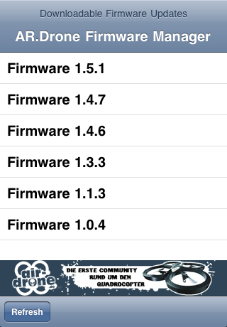 firmware manager for ar.drone iphone capturas de pantalla 1