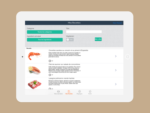 menu semaines - planifiez votre cuisine avec votre livre de recettes personnelles iPad Captures Décran 4