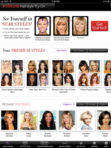 instyle hairstyle try-on ipad images 1