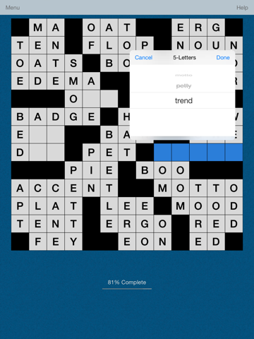 crossword fill-in puzzle - daily fln ipad images 1