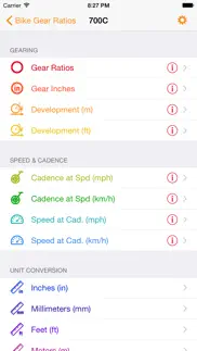 bike gear ratios - calc speed,cadence,development iphone bildschirmfoto 2