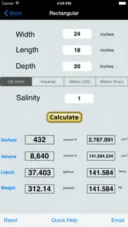 aquarium size,area calculator iPhone Captures Décran 2