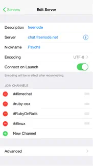 limechat - irc client iphone capturas de pantalla 3