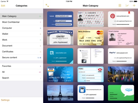 onesafe password manager iPad Captures Décran 2