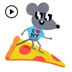 animated pizza rats sticker logo, reviews