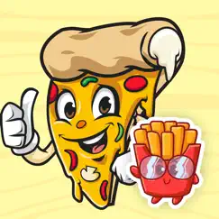 pizza and french fries sticker logo, reviews