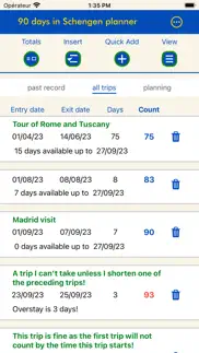 90 days in schengen planner iPhone Captures Décran 1