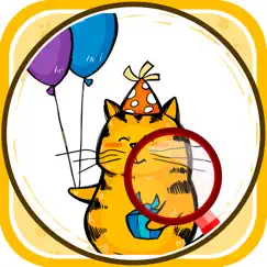 the cat cartoon find 7 differences game logo, reviews