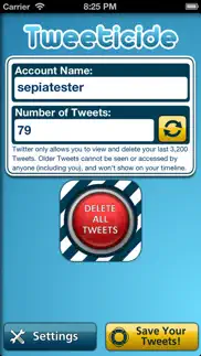 tweeticide - delete all tweets iPhone Captures Décran 2