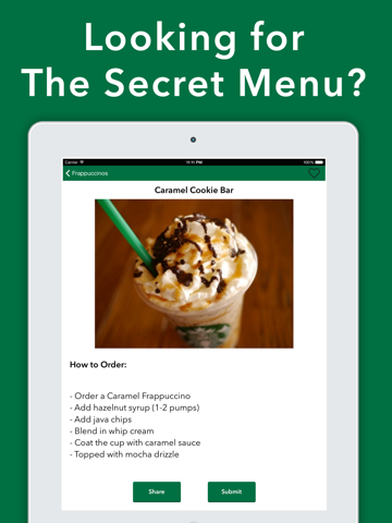 secret menu for starbucks ipad capturas de pantalla 1