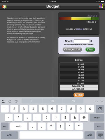 budget app iPad Captures Décran 1