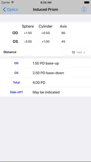 optics clinical calculator iPhone Captures Décran 2