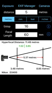 depth of field calculator iPhone Captures Décran 3