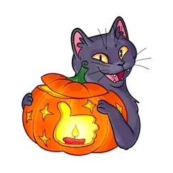cat halloween emoji stickers logo, reviews