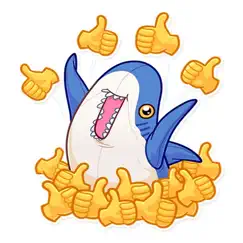 cute shark emoji funny sticker logo, reviews