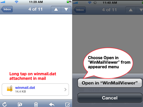 winmail.dat viewer - for ios 10 iPad Captures Décran 1