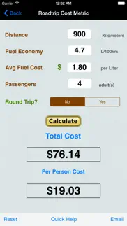 roadtrip gas cost calculator iPhone Captures Décran 2
