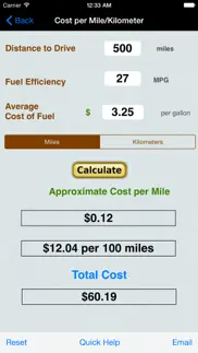roadtrip gas cost calculator iPhone Captures Décran 3