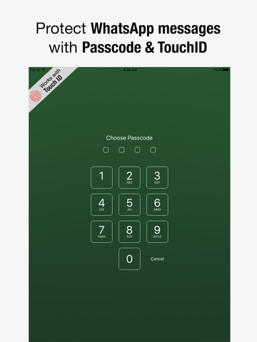 passcode for whatsapp messenger pro - chats ipad images 1
