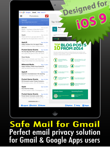 safe mail for gmail : secure and easy email mobile app with touch id to access multiple gmail and google apps inbox accounts ipad images 1