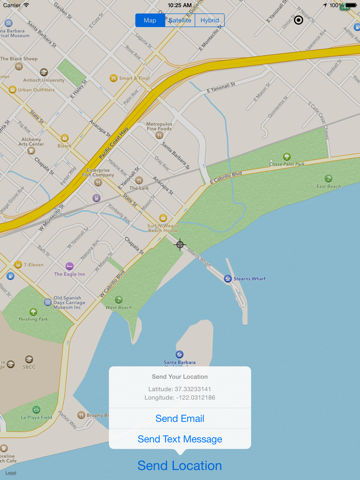 right here - send location via email or sms ipad images 1