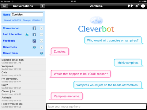 cleverbot ipad capturas de pantalla 3