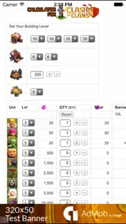 troops and spells cost calculator/time planner for clash of clans iphone images 1