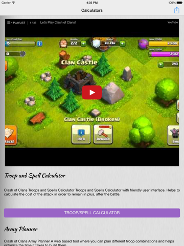 calculators for clash of clans - video guide, strategies, tactics and tricks with calculators ipad images 1