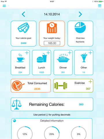 calorie counter and weight loss watcher ipad images 1