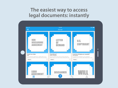 ziplegal - professional legal documents iPad Captures Décran 1