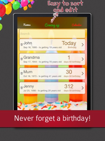 birthday reminder - calendar and countdown ipad images 2