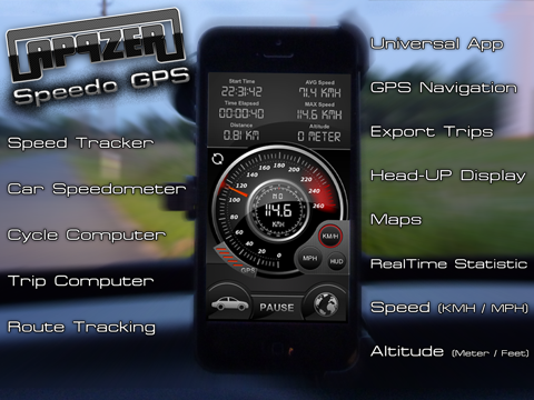 speedo gps hız tracker, araba kilometre, döngüsü bilgisayar, seyahat bilgisayarı, rota takibi, hud ipad resimleri 1