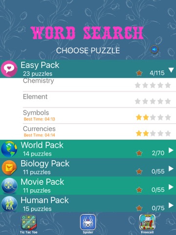 word search - find hidden crosswords puzzles, spider freecell solitaire and tic tac toe ipad images 2
