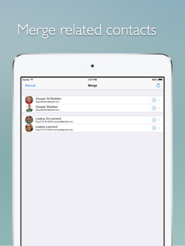remove duplicate contacts -- support backup and merge now! ipad images 3