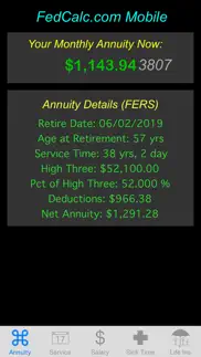 fedcalc fers and csrs annuity calculator iphone images 1
