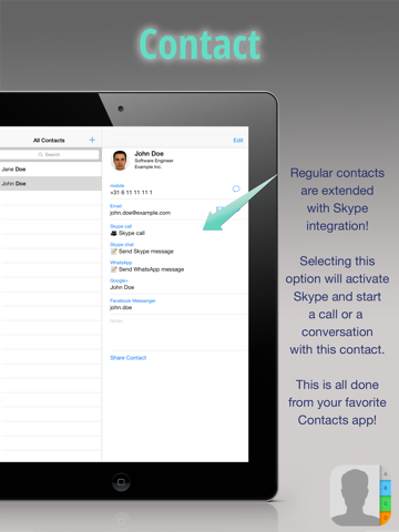 sky contacts - start skype calls and send skype messages from your contacts iPad Captures Décran 1