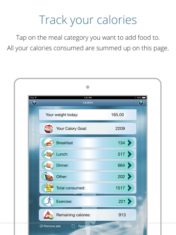 calorie counter free - lose weight, gain fitness, track calories and reach your weight goal with this app as your pal ipad images 1