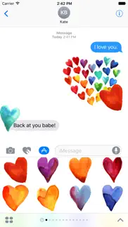 beautiful watercolor heart stickers iphone capturas de pantalla 1