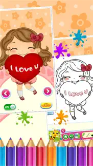 sweet little girl coloring book art studio paint and draw kids game valentine day iphone images 4
