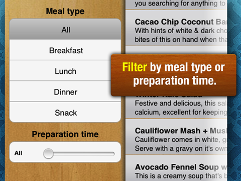 raw food diet free - healthy organic food recipes and diet tracker iPad Captures Décran 3