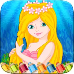 mermaid princess colorbook drawing to paint coloring game for kids logo, reviews