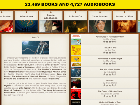 free books pro- 23,469 classics for less than a cup of coffee. ipad images 1
