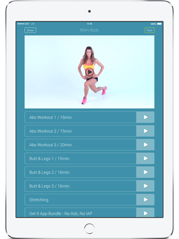 bikini body lite - poids corporel exercices pour abdominaux, butt et les muscles de vos jambes iPad Captures Décran 1