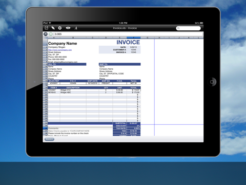 calc xls spreadsheet iPad Captures Décran 2