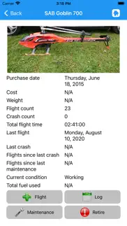 rc flight and battery log iphone bildschirmfoto 2