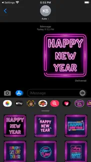 happy new year neon stickers iphone resimleri 1