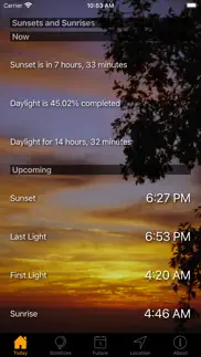 sunset and sunrise times iPhone Captures Décran 1
