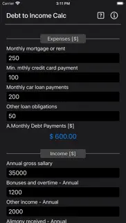 debt 2 income calculator iphone images 1