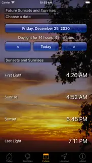 sunset and sunrise times iPhone Captures Décran 4
